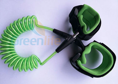 Lien en plastique escamotable de poignet de bébé de ressort avec le vert 1.5M de courroies étiré longueur