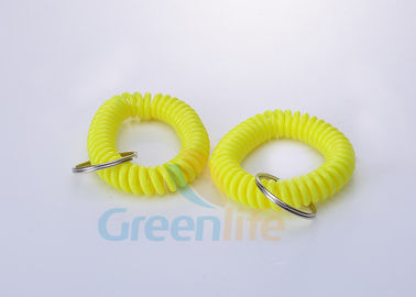 Identification en spirale en plastique jaune lumineuse 12 Chian cm de Keychain de bracelet de corde de Flexbile