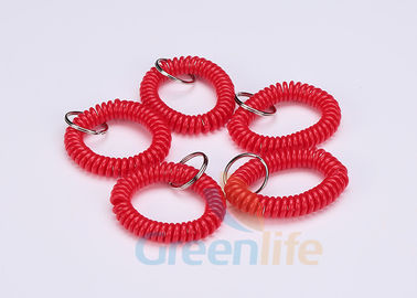 Bracelet en spirale universel fait sur commande de Keychain, support en plastique rouge de clé de poignet