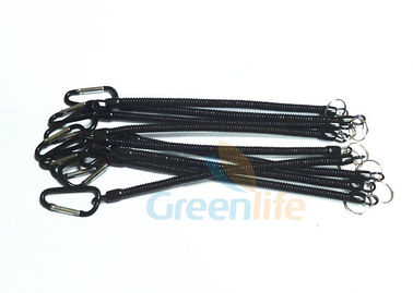 longue lanière noire de pinces de pêche de 20MM avec l'anneau de fente/noir Carabiner