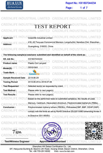 LA CHINE Greenlife  Industrial  Limited certifications