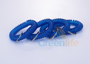 Support en plastique bleu en expansion de clé de spirale de bobine de poignet avec l'anneau nickelé de fente