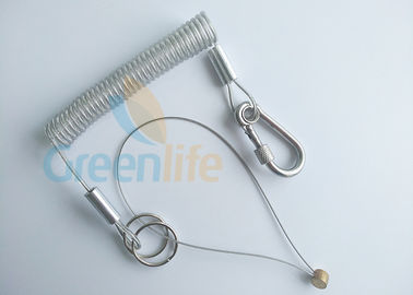 Les accessoires de DIY dégagent la lanière de bobine de fil d'acier de ressort avec Carabiner et anneau de fente